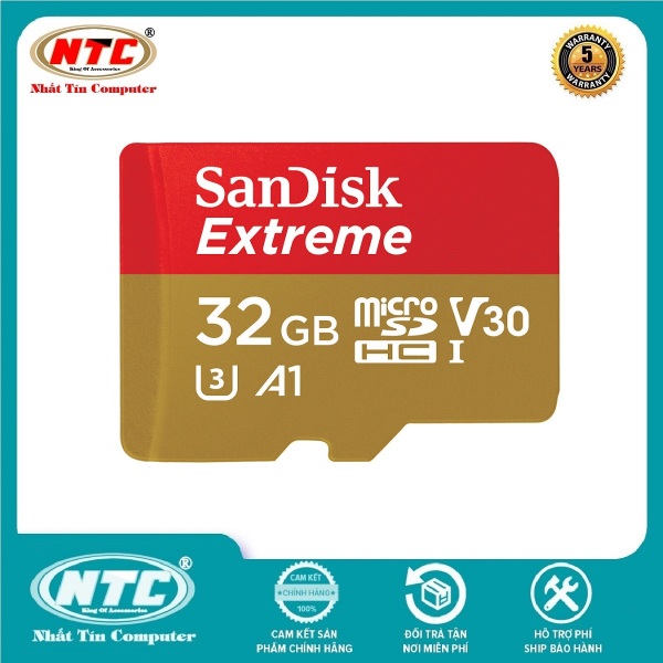 Thẻ nhớ MicroSDHC SanDisk Extreme 32GB 667X A1 V30 UHS-I U3 100MB/s (Vàng) - No Adapter - Nhất Tín Computer