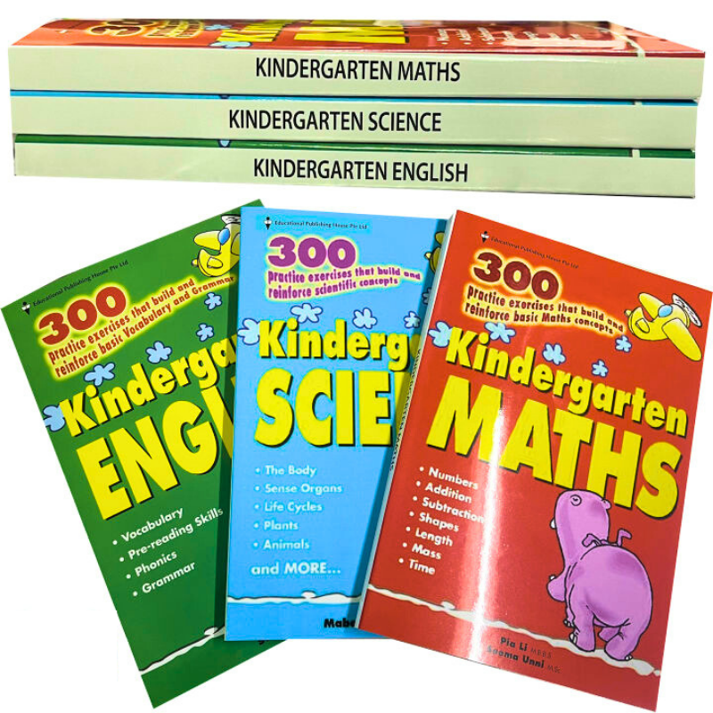 Sách 300 Kindergarten English Math Science  Bộ 3 cuốn