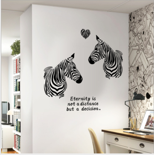 HCM Decal trang trí tường Cặp đôi ngựa vằn đen