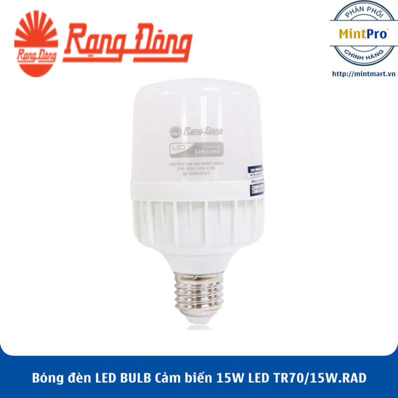 Bóng đèn LED BULB Cảm biến 15W LED TR70/15W.RAD Rạng Đông - Hàng Chính Hãng