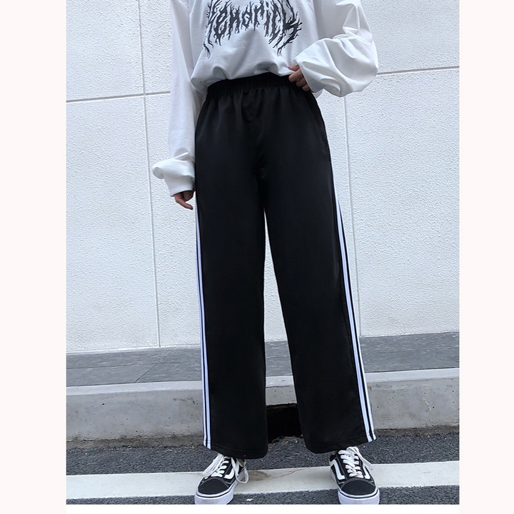 Quần baggy nữ, quần culottes, quần thể thao nữ 3 sọc unisex ống rộng cá tính, thiết kế trẻ trung năng động