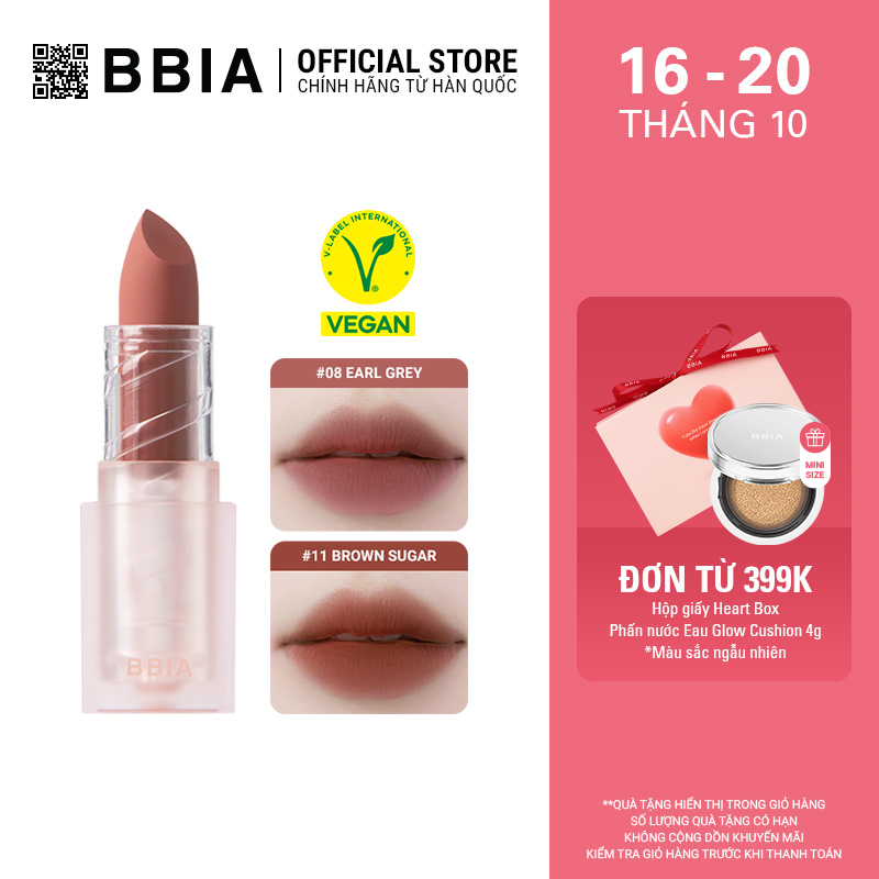 [Màu 07-12] Son thỏi lì BBIA Last Powder Lipstick Version 2 (3.5g)