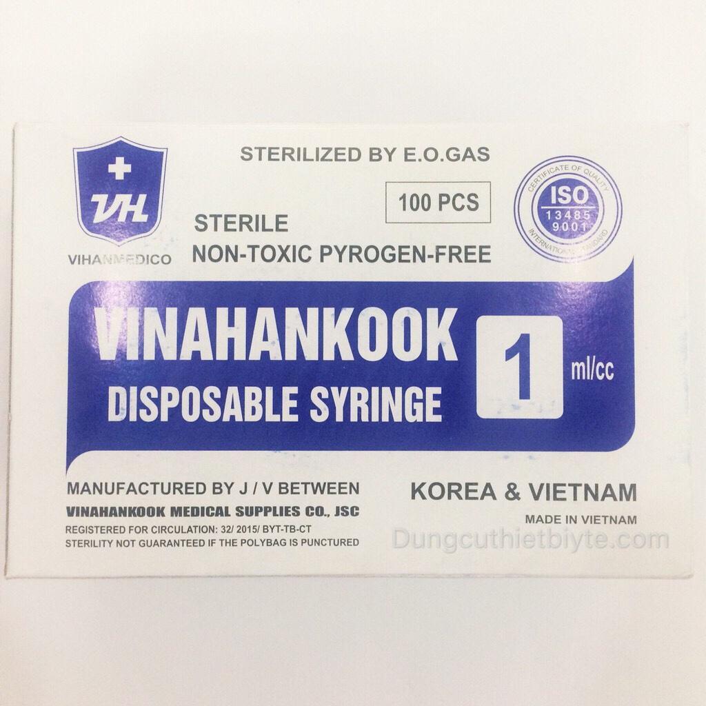 [HCM]Bơm tiêm 1cc vô trùng Vinahancook (Hộp 100 cây)
