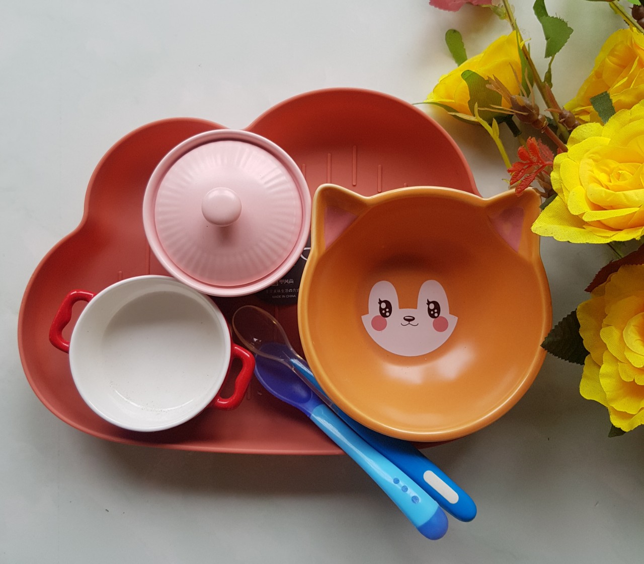 Bộ khay bát ăn dặm gốm sứ cho bé