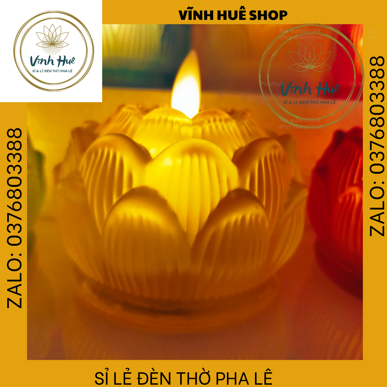 Nến pin, nến điện tử, hoa sen lưu ly 7cm