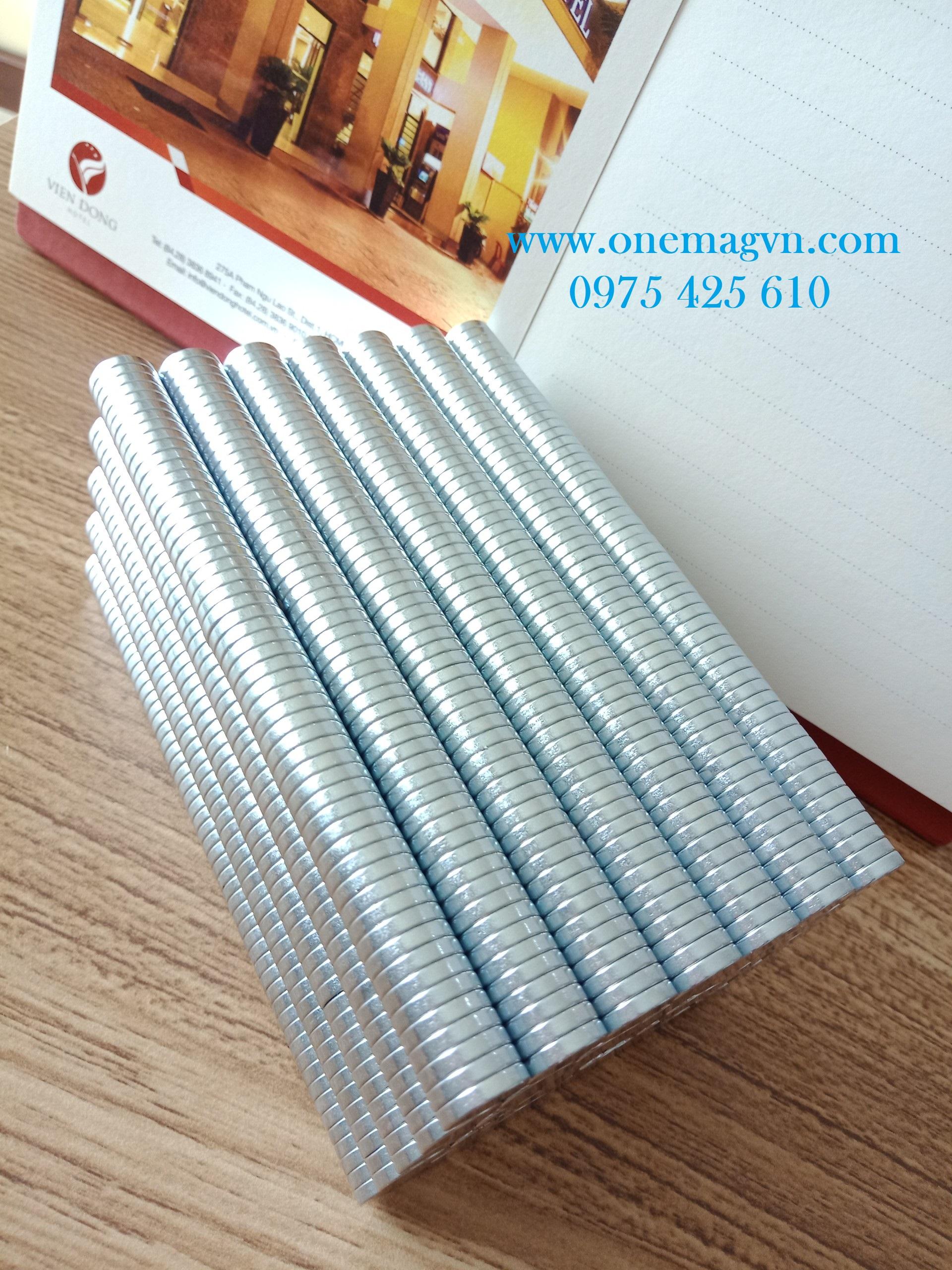 Bộ 100 viên nam châm đất hiếm 10x2mm mạ Kẽm (từ tính cực mạnh)