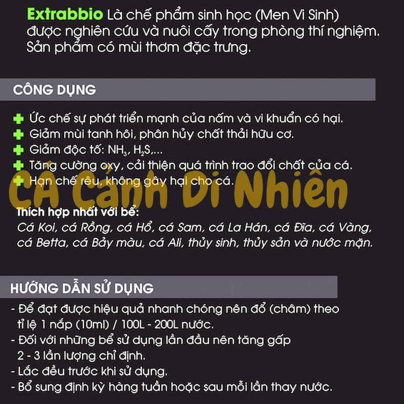 Men vi sinh Extra Bio 500ml -Chế phẩm xử lý nước cho hồ cá