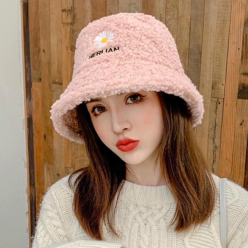 Mũ bucket lông cừu hot hit phong cách Hàn Quốc