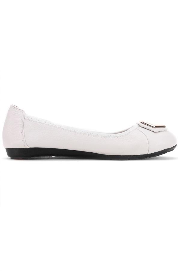 Giày nữ búp bê da bò màu trắng HL7913