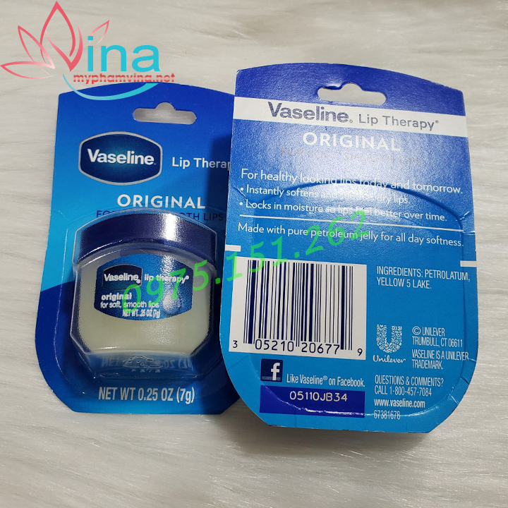[HCM]DƯỠNG MÔI VASELINE LIP THERAPY ORIGINAL 7GR - MỸ