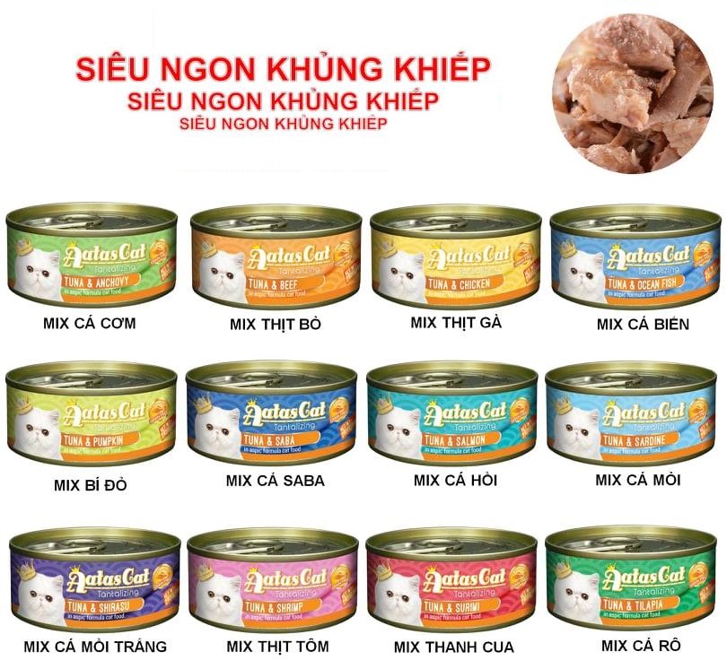 [HCM]Thịt hộp cá ngừ cho mèo - Aatas Cat 80g