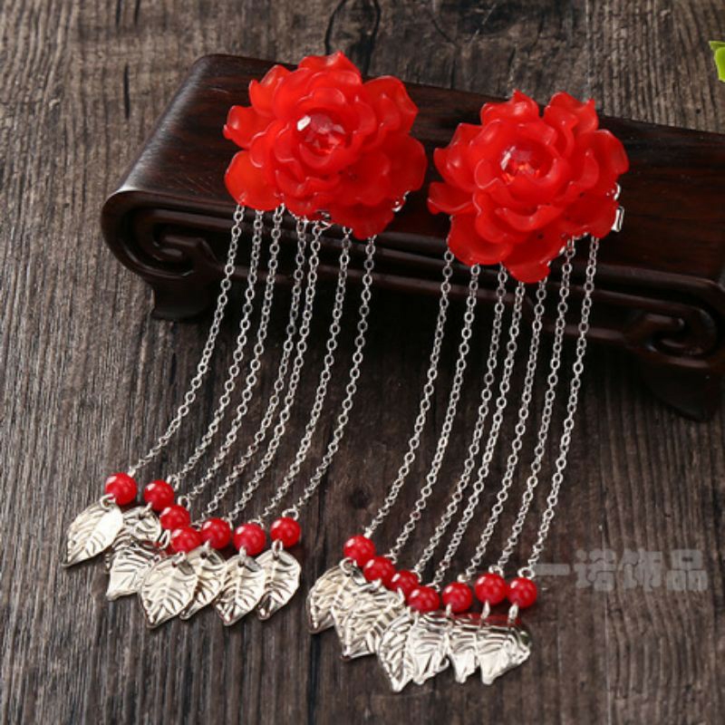 Kẹp tóc cổ trang hình hoa Sơn Trà Mẫu Đơn