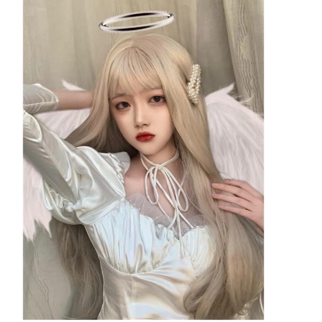 Tóc giả thẳng - cả đầu thẳng vàng tây