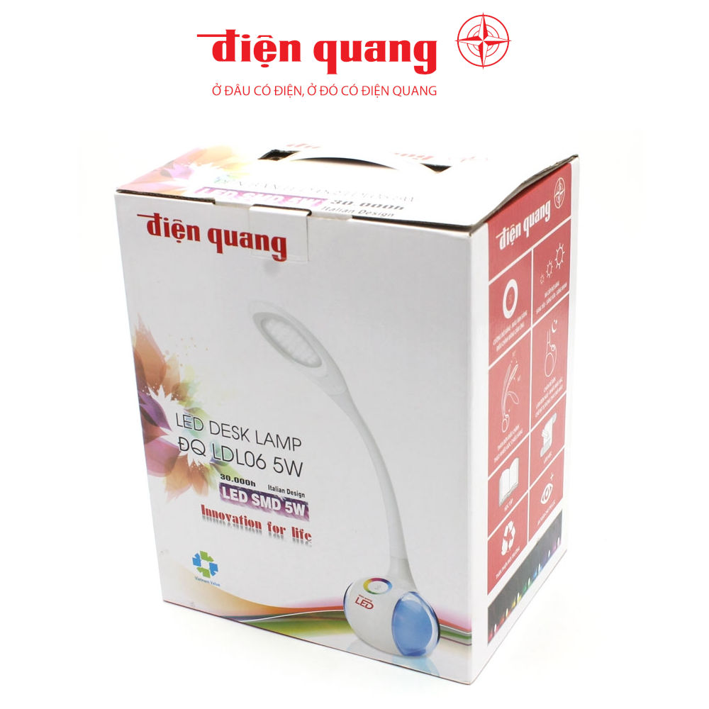 Đèn Bàn Led Đổi Màu Điện Quang ĐQ LDL06 tích điện 5W, bảo vệ thị lực - Hàng chính hãng, bảo hành 12 tháng