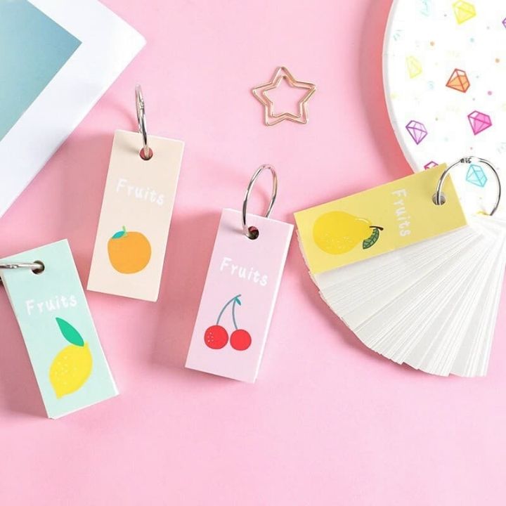 Sổ Học Từ Vựng Thẻ Học Từ Vựng Flashcard Có Móc Treo Hình Hoa Quả Dễ Thương Tiện Dụng