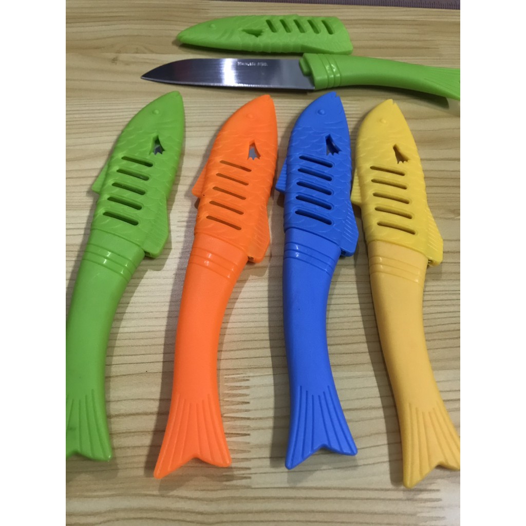 Dao gọt hoa quả cán có vỏ bao hình con cá 19cm