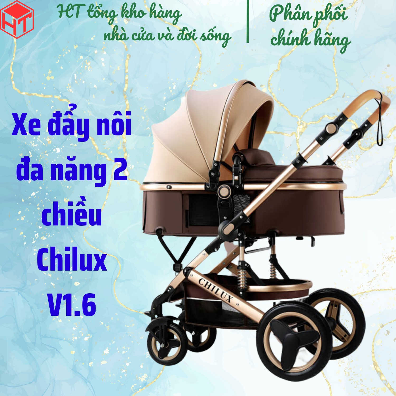 Xe đẩy nôi đa năng 2 chiều Chilux V1.6, Xe đẩy cho bé Chilux V1.6