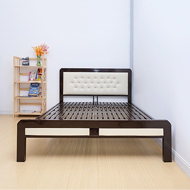 Giường sắt kiểu gỗ cao cấp mẫu mới màu trắng đen, Bảo An nhiều kích thước 1m2x2m