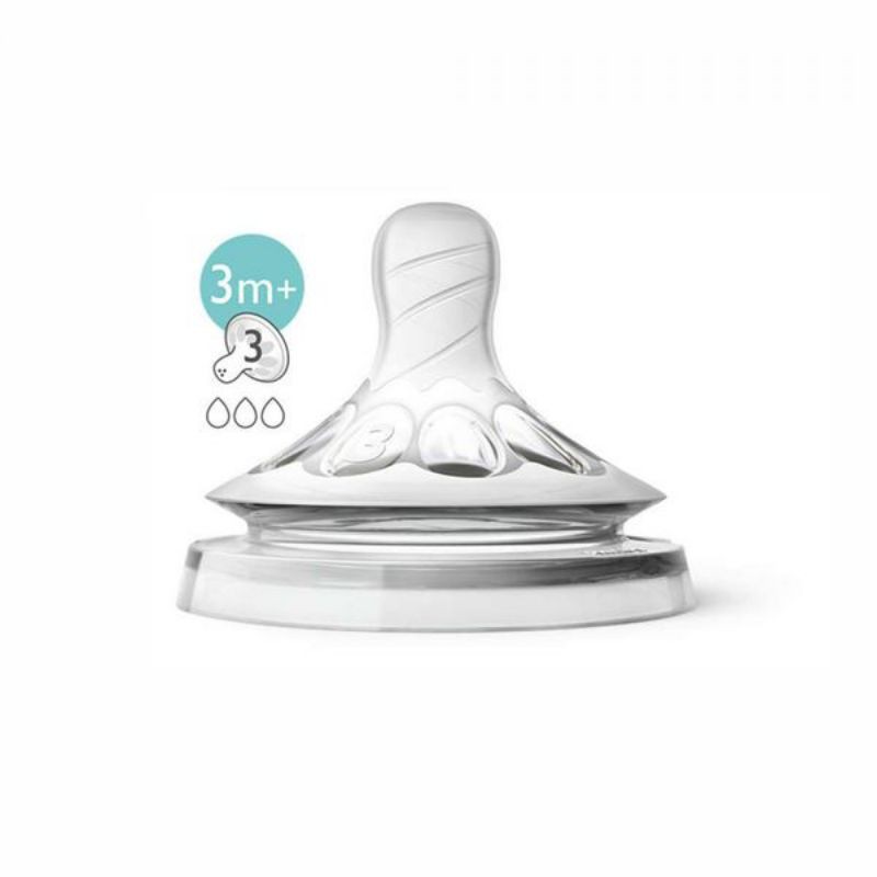 (Mẫu mới Vỉ 2 cái ) Núm Ty Avent 3M+ Natural dành Cho Bé 3-6 tháng