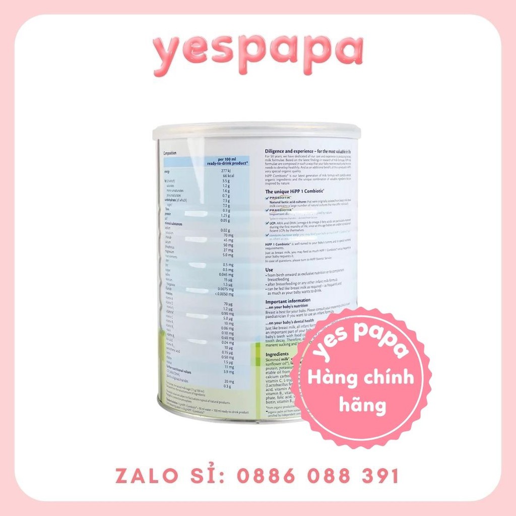 Sữa bột dinh dưỡng HiPP 1 Combiotic Organic 800g