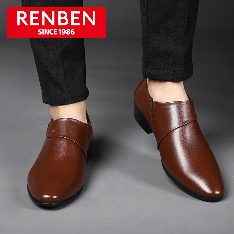 Renben shoes leather new style, men's shoes business wear big size, shoes men soft leather, no grinding, wedding shoes all-match, casual shoes