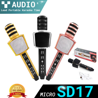 Micro hát karaoke Bluetooth SD17 cao cấp - Mic cầm tay mini, Micro đa năng 3 in 1 mẫu mới 2021, mic kiêm loa, âm bas ấm, mic không dây cao câp thumbnail