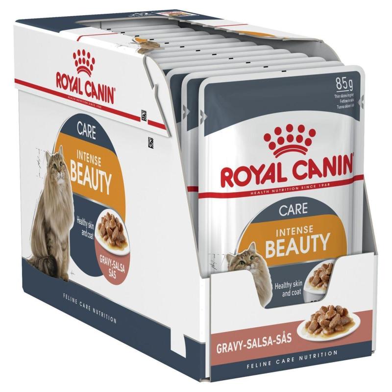 Combo 12 gói Sốt thịt cho mèo giúp dưỡng lông Royal Canin Beauty Gravy 85g