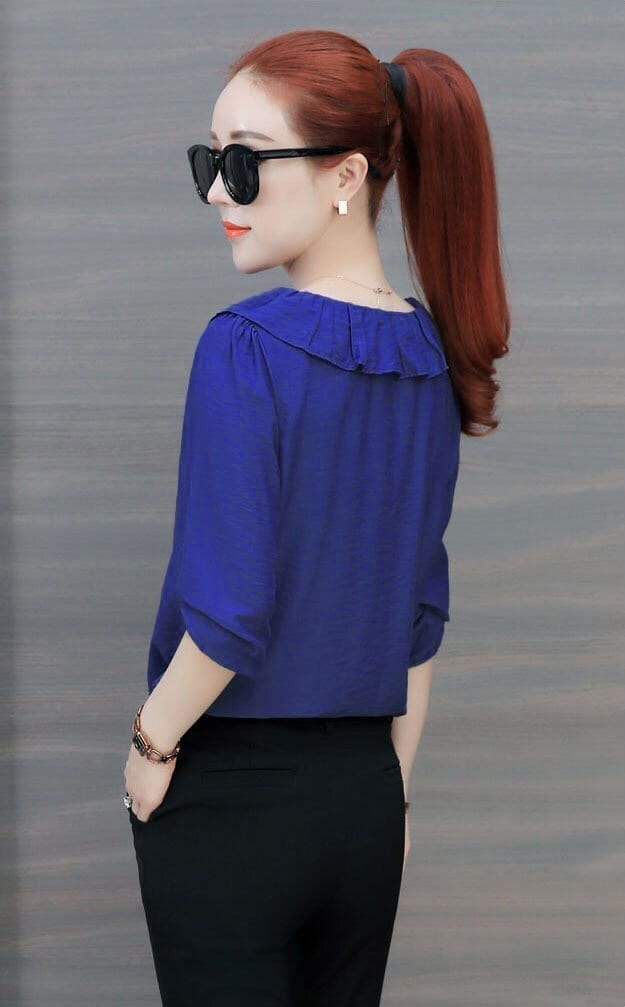 [4.4 Hoàn tiền 15%]Áo sơ mi cổ sen bèo duyên dáng - MS0112A