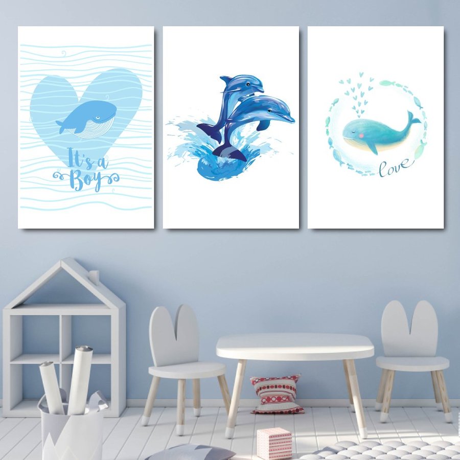 Lalashop - Bộ tranh canvas treo tường phòng ngủ Tranh Treo Phòng Bé decor tường phòng ngủ tranh hình thú nghộ nghĩnh