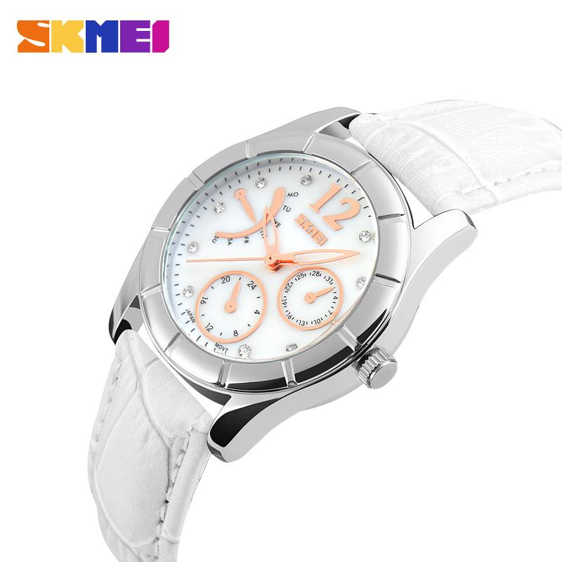 Đồng hồ nữ dây da Skmei 6911 (Trắng)