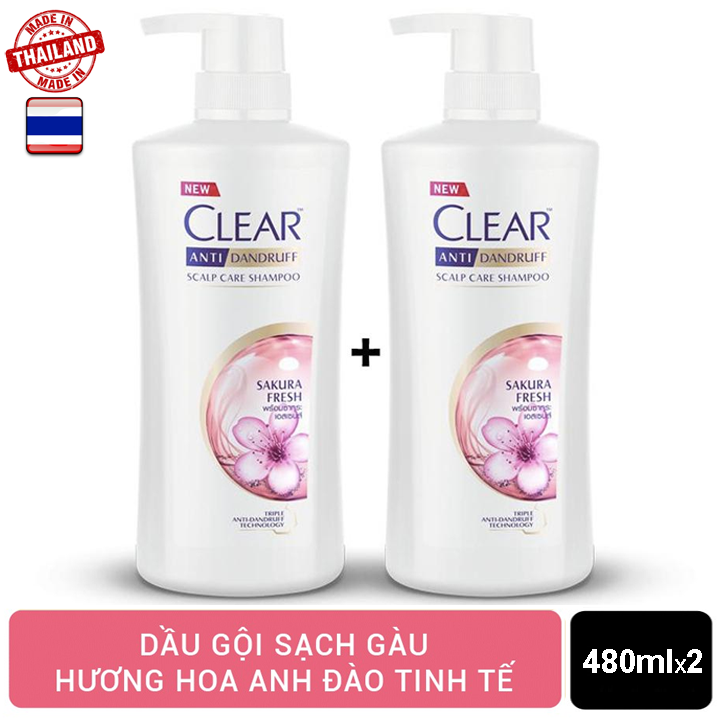 Combo 2 CHAI DẦU GỘI CLEAR HƯƠNG HOA ANH ĐÀO - THÁI LAN - 400ml/chai