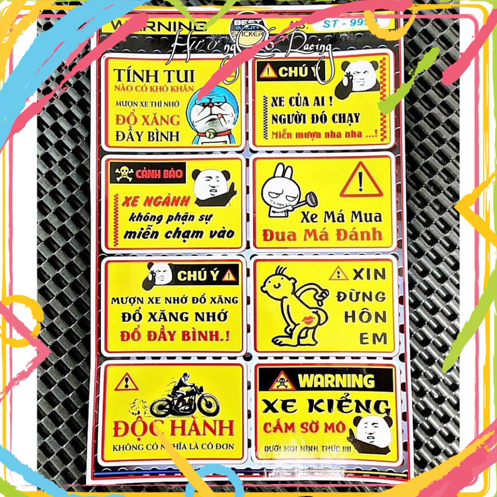 Tem crom cảnh báo vui nhộn - tem vàng thường