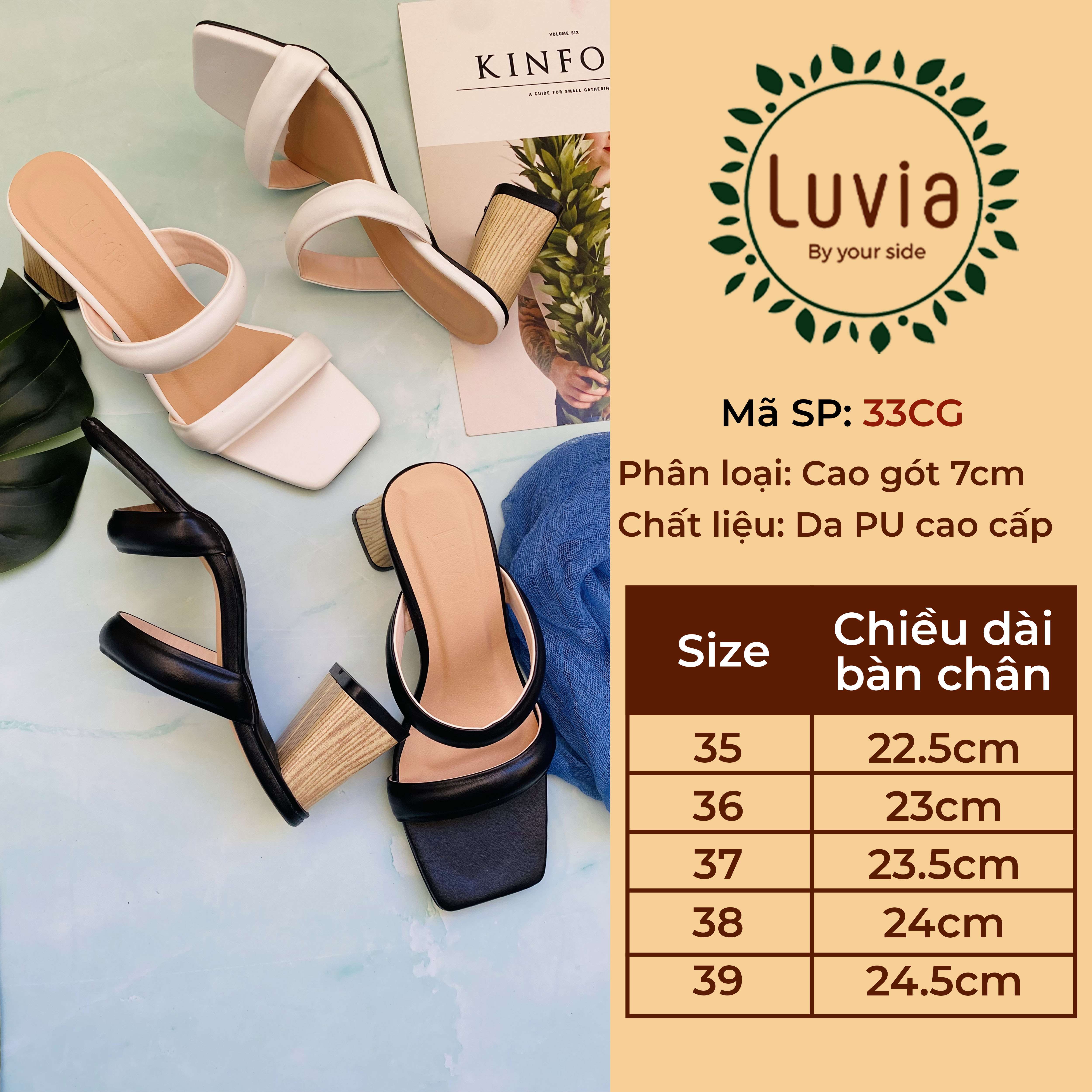 Guốc cao gót 7 phân đế vuông quai phồng Luvia 33CG