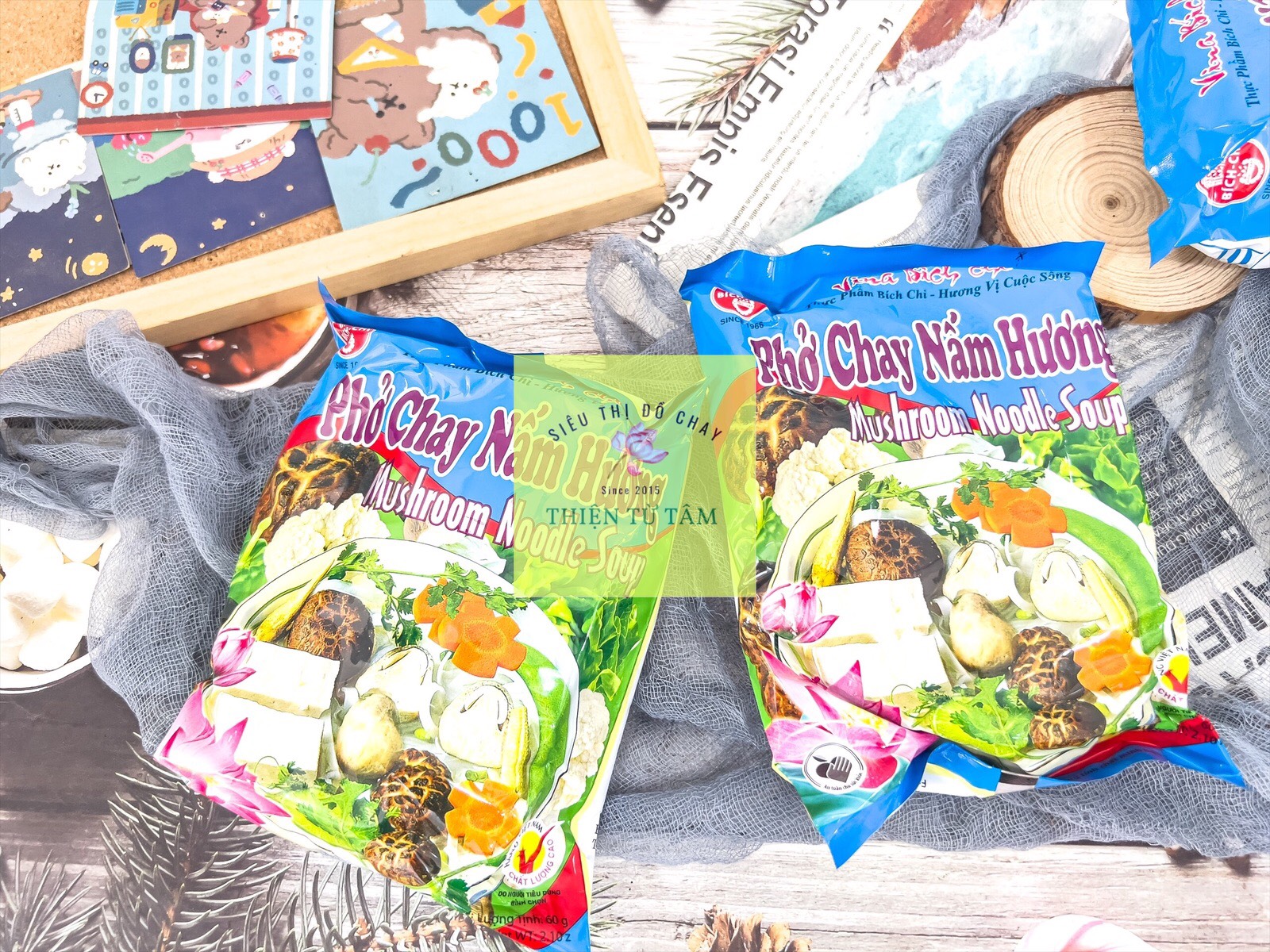 Phở chay nấm hương vina bích chi nước dùng ngọt thanh từ nấm gói ăn liền