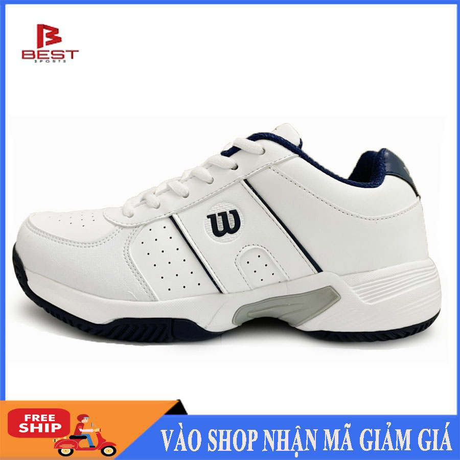 Giày tennis WILSON H mẫu mới màu trắng viền đen, đỏ mẫu mới