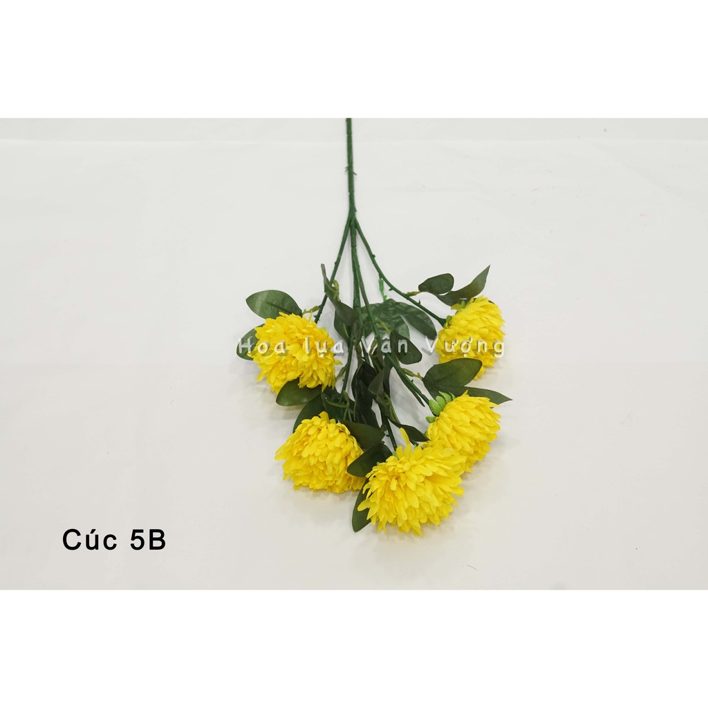 Hoa Lụa Cúc 5 Bông, Hoa Giả Trang Trí Cúc Đại Đoá