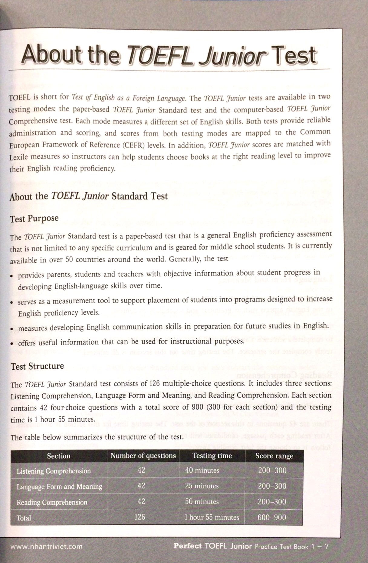 Sách Perfect TOEFL Junior Practice Test Book 1 CD