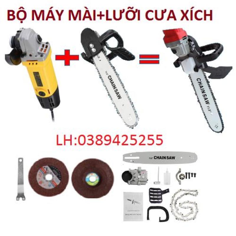 Com bo bộ lưỡi cưa xích + máy mài góc