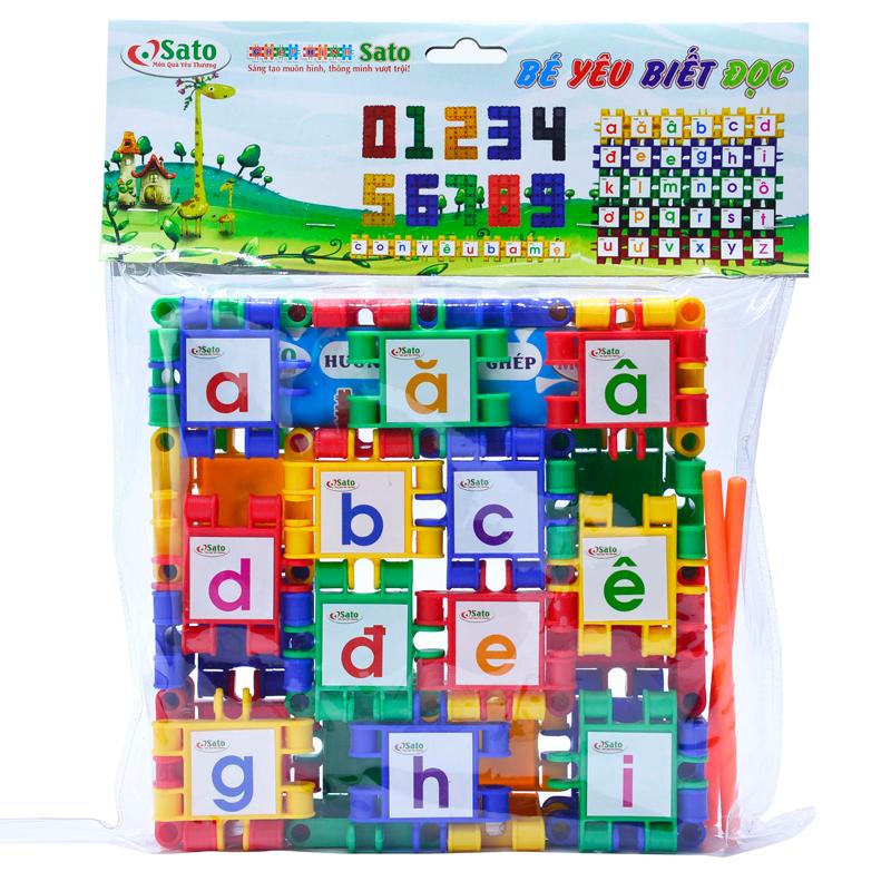Đồ Chơi Xếp Hình Giúp Bé Học Chữ Cái Và Số Đếm Sato04,Bộ Ghép Hình