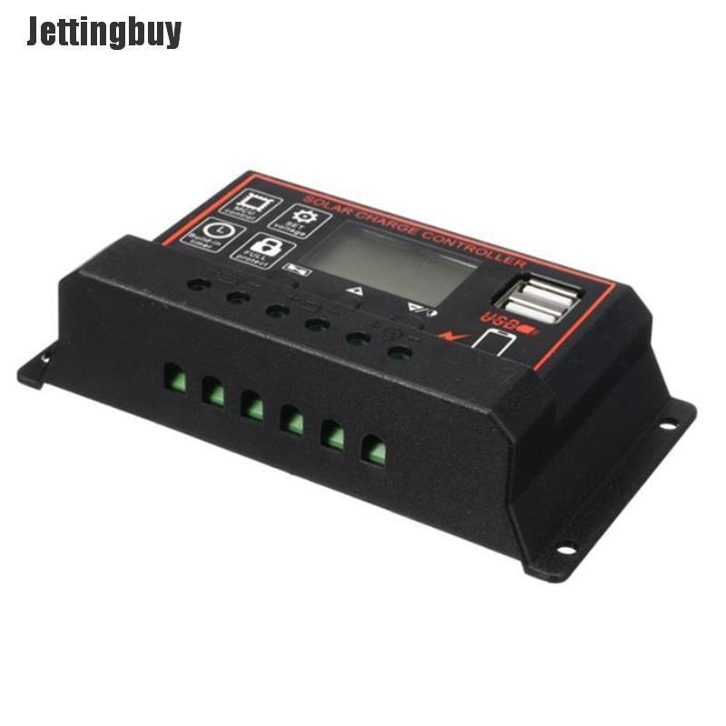 Jettingbuy 10A-60A MPPT 12V/24V Solar Charger Controller USB Dual Solar Panel Regulator