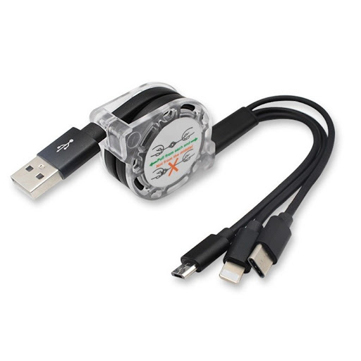 Cáp Sạc Dây Rút 3 Đầu Chống Rối Tiện Lợi