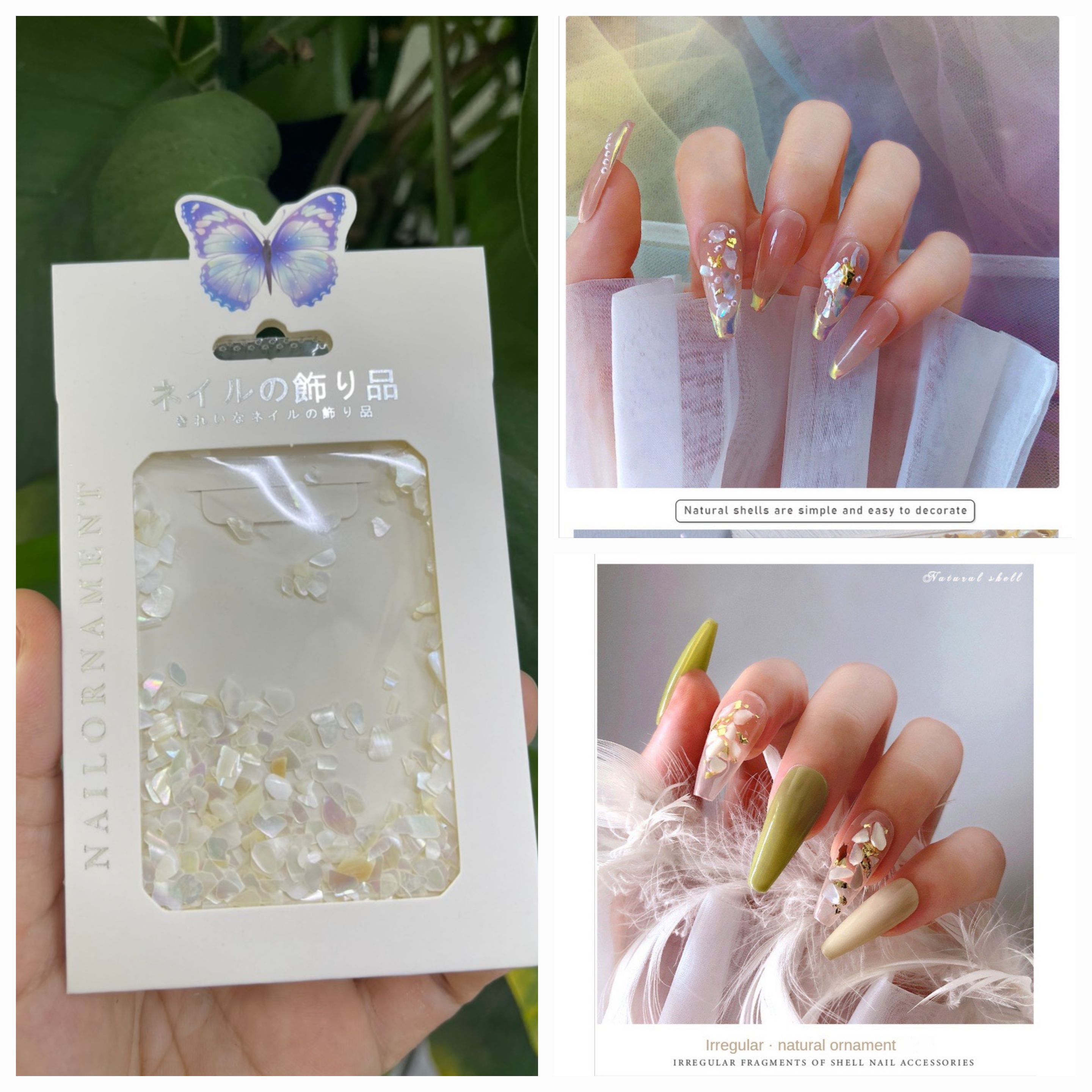 Phụ kiện xà cừ trắng trang trí móng tay nail ( Lẻ 1 túi )