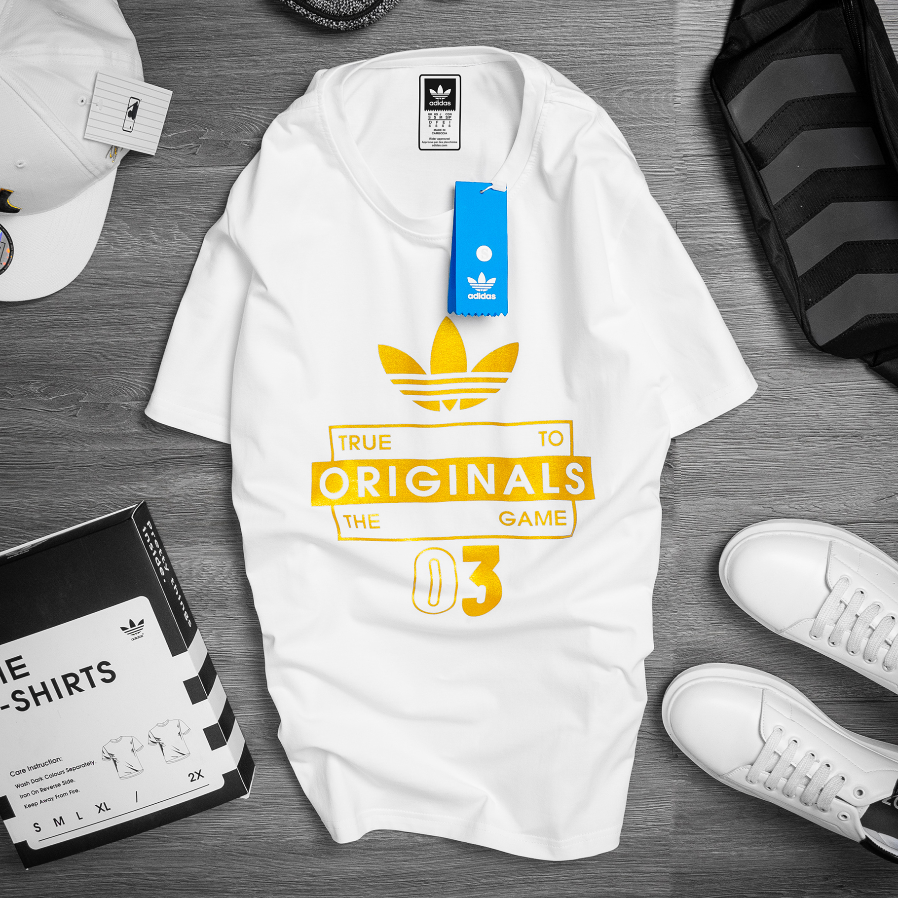 Áo phông adidas unisex áo thun nam nữ cotton in nhủ vàng
