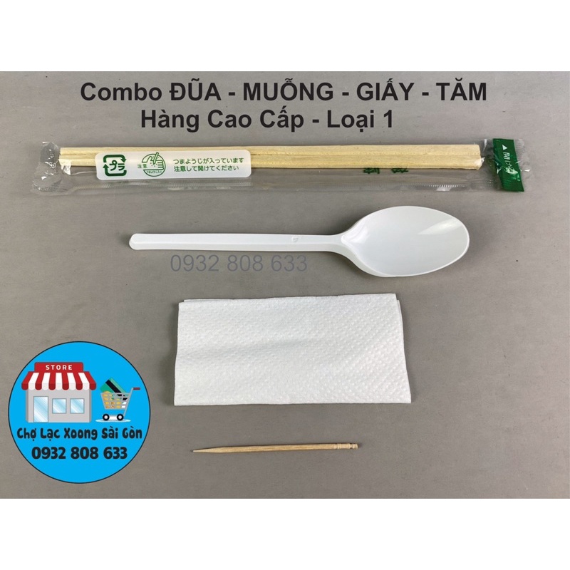 [Siêu Giảm Giá] SET 100 Bộ Đũa Muỗng Giấy Tăm CAO CẤP