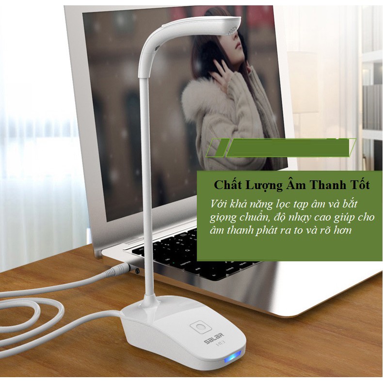 Microphone Máy Tính️FREESHIP️Micro Thu Âm Để Bàn Cho Máy Tính, Laptop M13