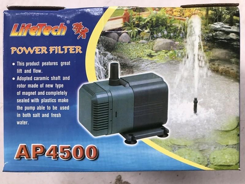 Máy Bơm Nước Hồ Cá Lifetech AP4500 công suất 50W lưu lượng 2.300L dùng cho hồ cá cảnh, hòn non bộ