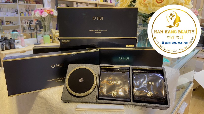Set phấn Ohui Ultimate Cover Cushion Mesh SPF50+/PA+++ (Kèm 2 lõi phấn Ohui đen)