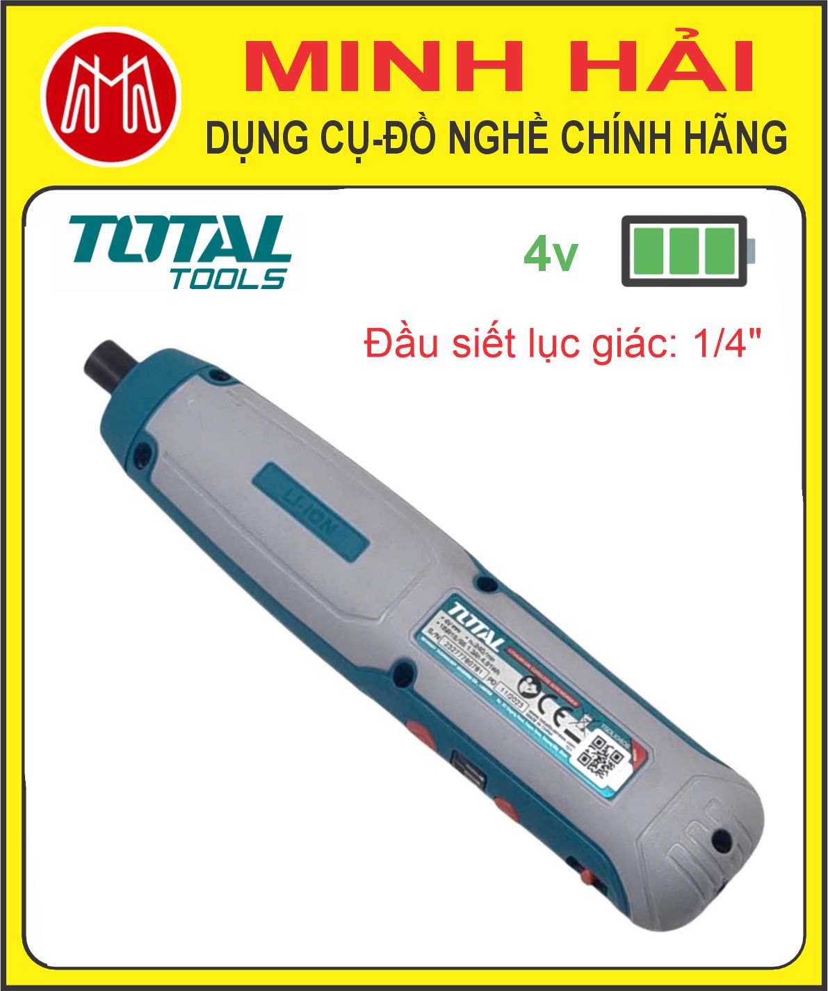 TOTAL – Máy siết vít dùng pin Lithium-ion 4V model TSDLI0406. Mô-men xoắn cực đại: 5N.m
