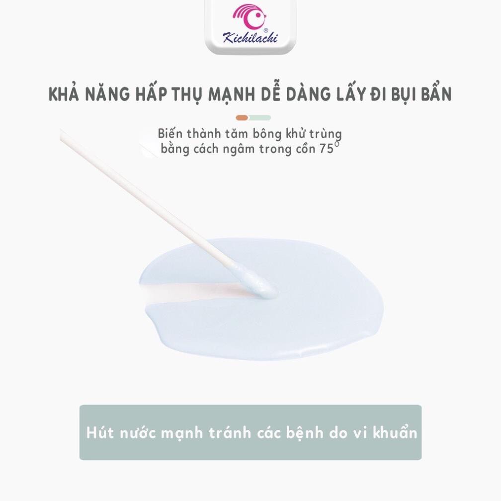 Tăm bông sơ sinh Kichi thân giấy 200 que