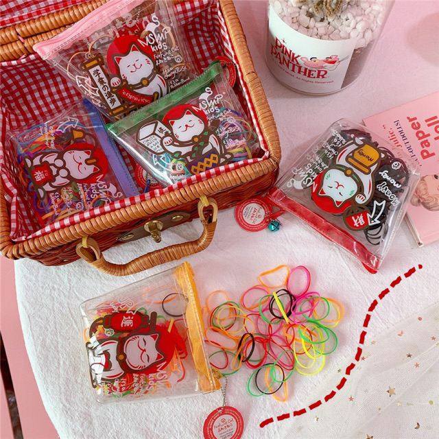 TÚI THUN CỘT TÓC LUCKY CAT - 200pcs
